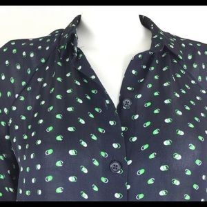 Cabi Navy Martini Button Down Blouse small